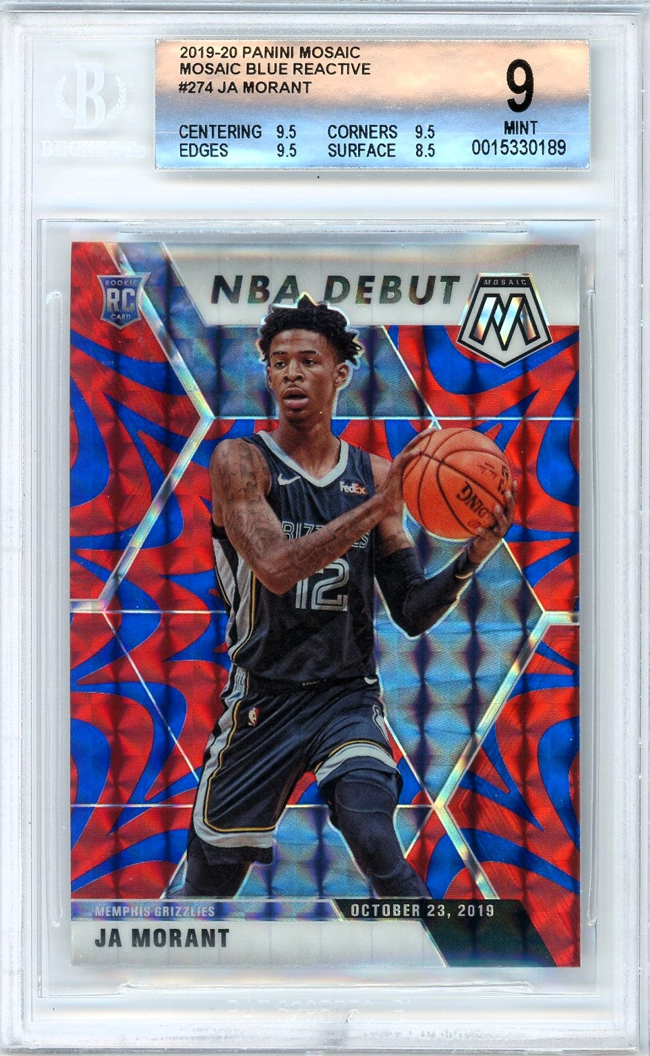 2019/20 Panini Mosaic Mosaic Blue Reactive #274 Ja Morant