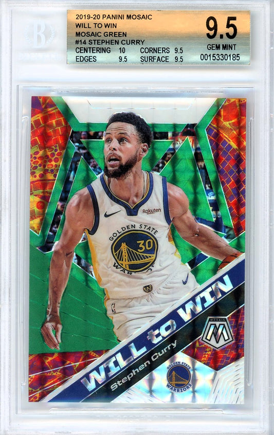 2019/20 Panini Mosaic Will To Win Mosaic Green #14 Stephen Curry