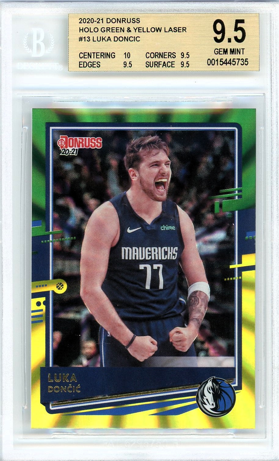 2020/21 Donruss Holo Green & Yellow Laser #13 Luka Doncic