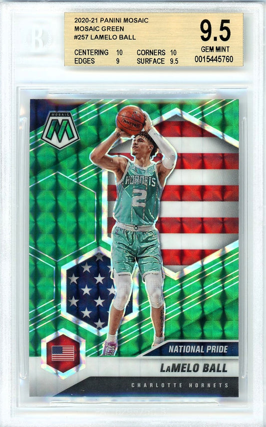 2020/21 Panini Mosaic Mosaic Green  #257 Lamelo Ball