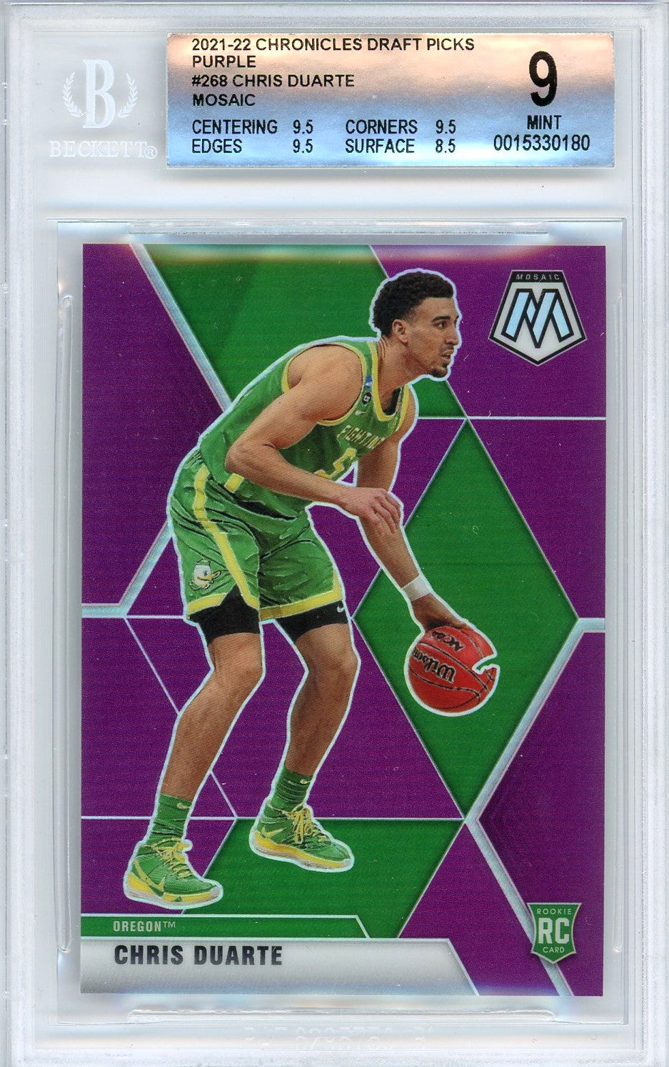 2021/22 Chronicles Draft Picks Purple Mosaic #268 Chris Duarte POP 1 #44/49