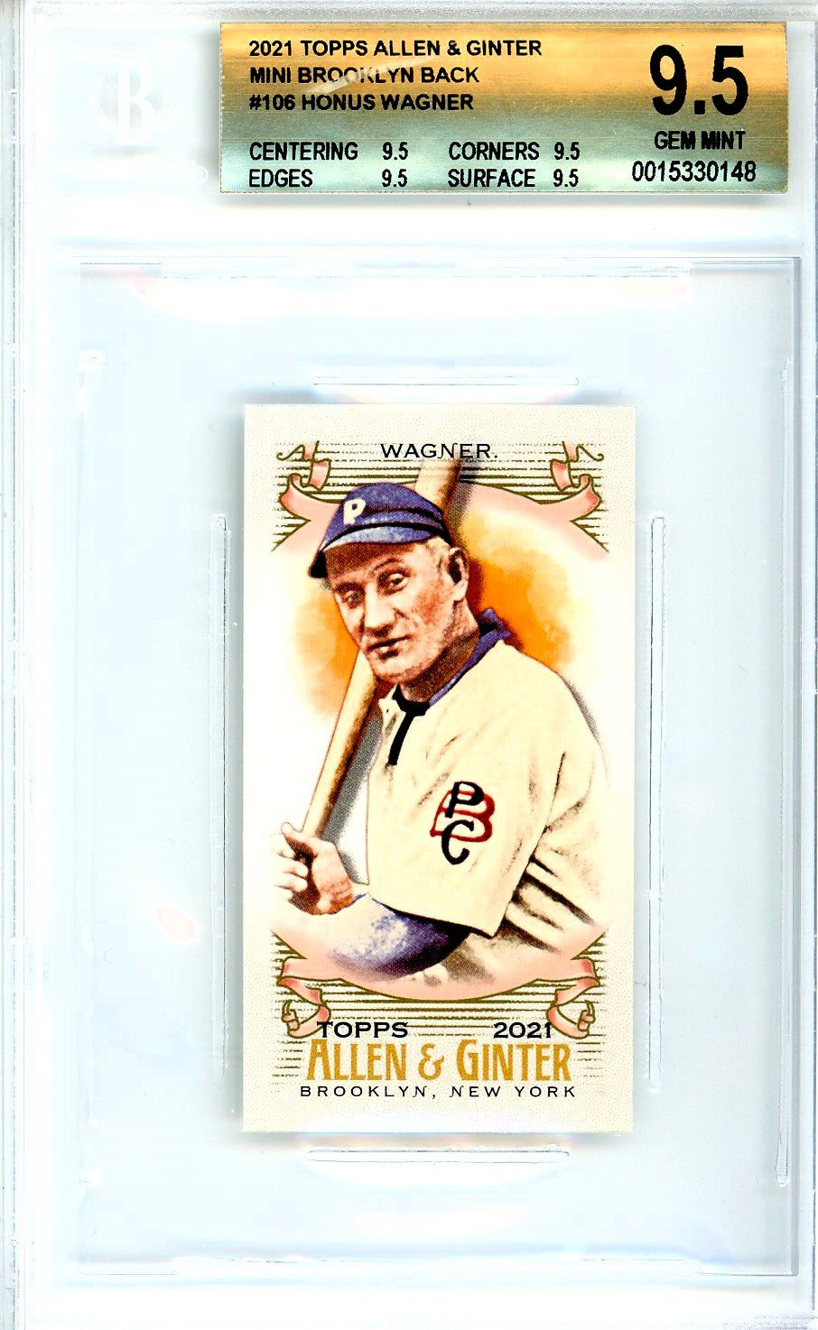 2021 Topps Allen and Ginter Mini Brooklyn Back #106 Honus Wagner POP 1