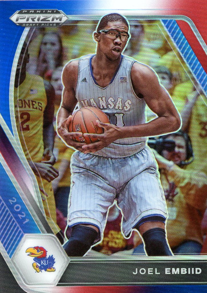 2021 Panini Prizm Draft Picks Red White and Blue #59 Joel Embiid